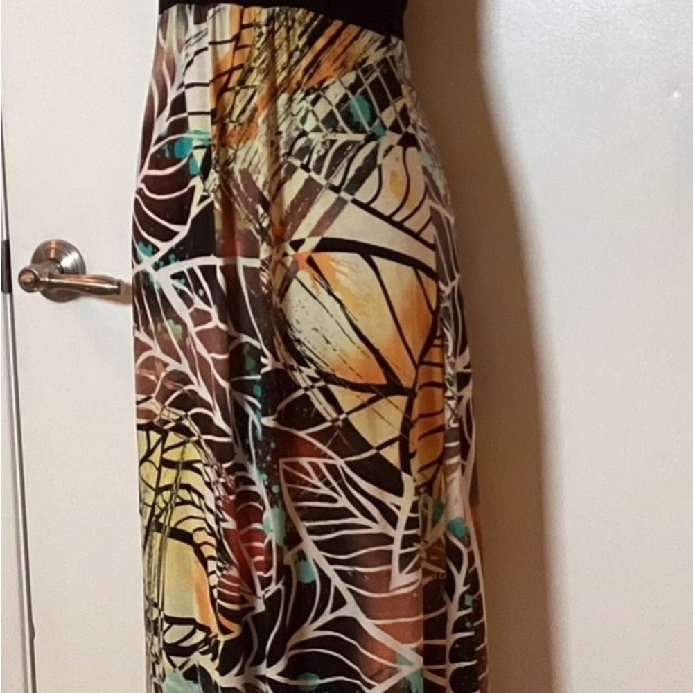 MAXI MULTICOLOR BOHO SUMMER HALTER DRESS BUILT IN BRA by BODY CENTRAL SIZE MED - Picture 3 of 9